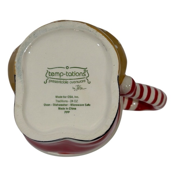 Santa/Toy Bag Mug 2-Pc Temp-tations Presentable Ovenware Red/Tan EUC - Picture 8 of 8